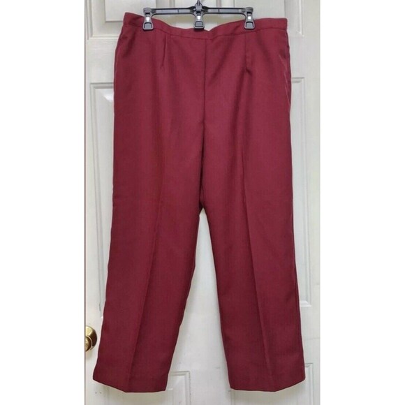 ALFRED DUNNER WOMENS PANTS BURGANDY SOLID PULLOVER FLAT FRONT AND ELASTIC BACK76 - Picture 4 of 7